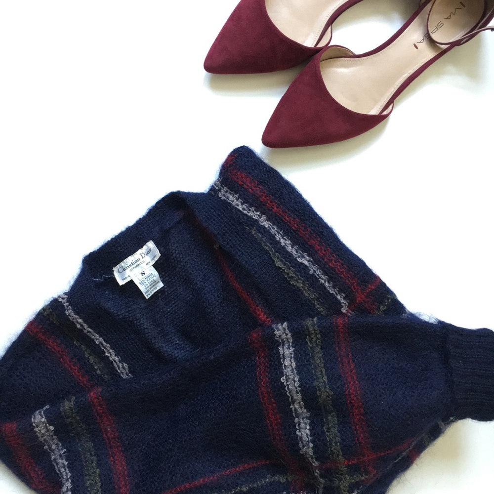 ✨vintage CHRISTIAN DIOR navy mohair cardigan.