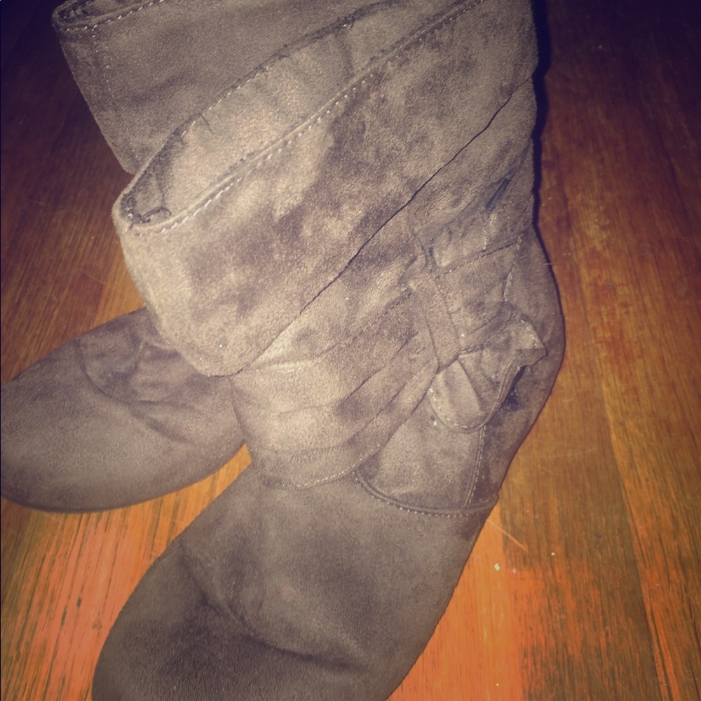 Gray suede boots