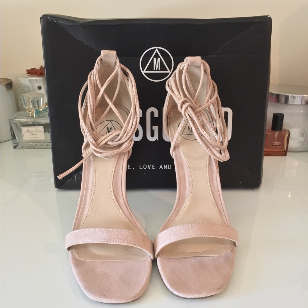 Missguided lace up nude high heel sandals