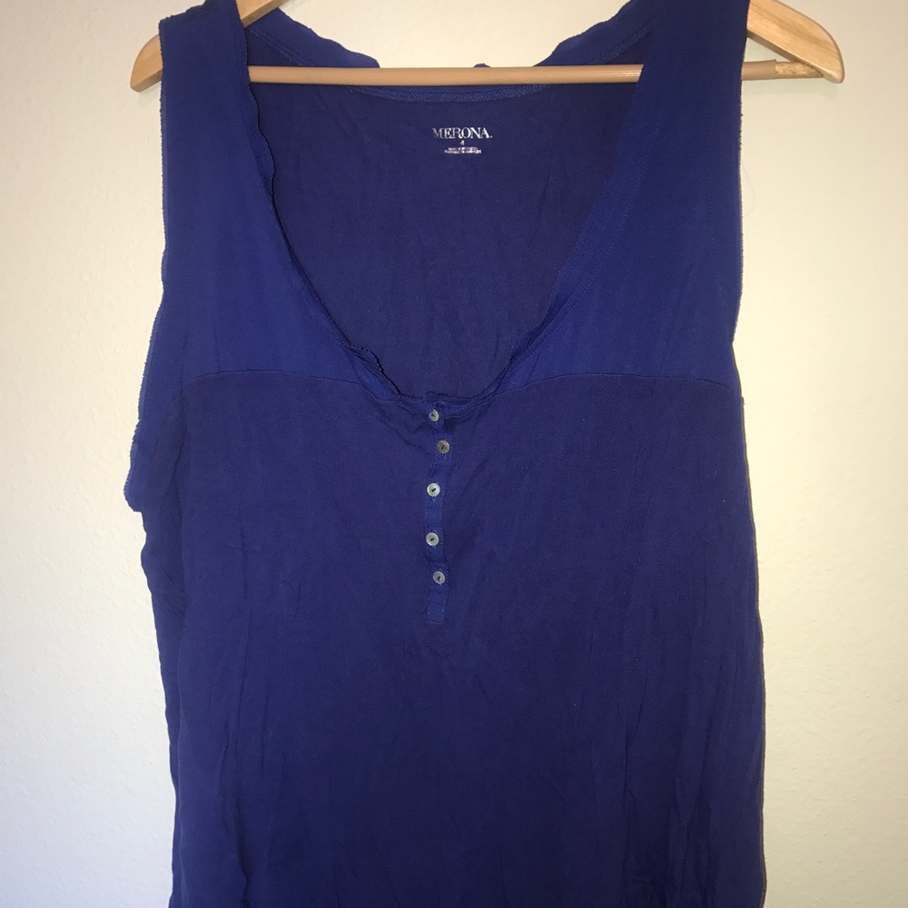 Buttoned Blue Tank