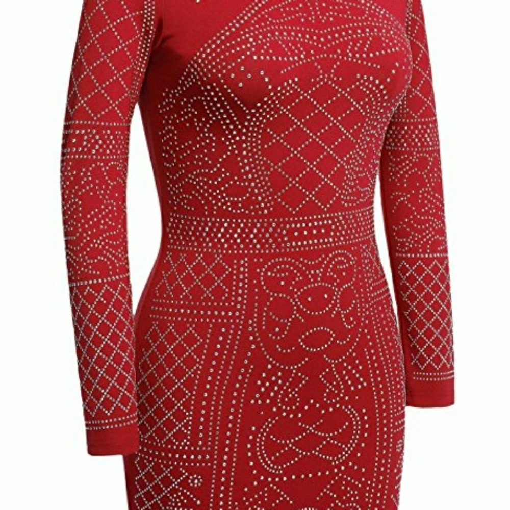 Red Stud Embellished Dress