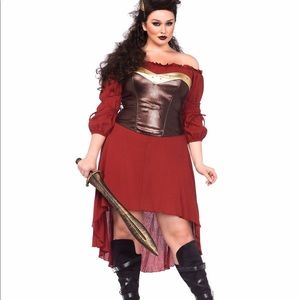 Plus Size Warrior Woman Bustier with Arm Cuffs