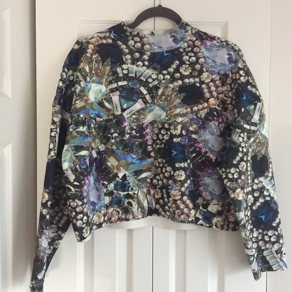 H&M Sweaters - H&M jeweled scuba crop sweater top