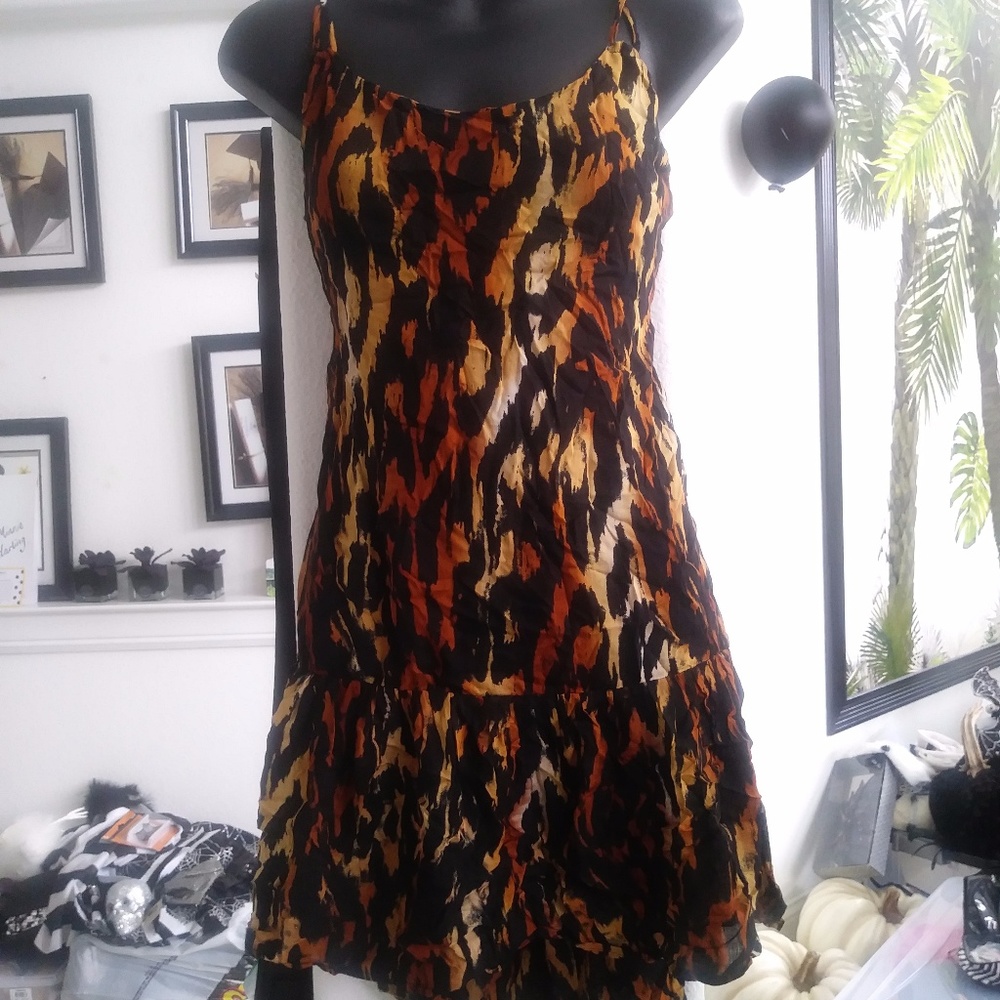INDAH LEOPARD RUFFLE TUNIC CAMI DRESS NWT