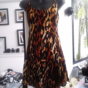 INDAH LEOPARD RUFFLE TUNIC CAMI DRESS NWT