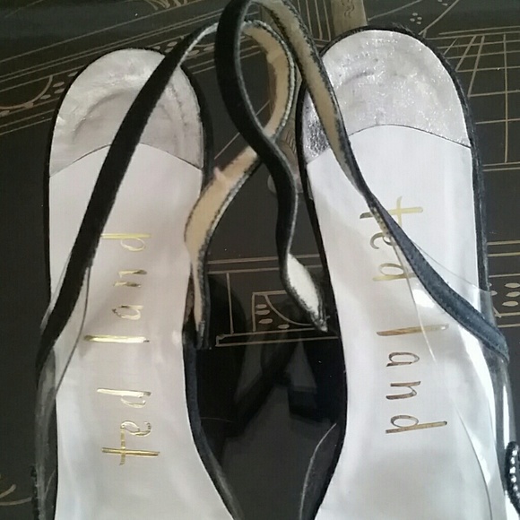VTG Ted Land Blk Clear Rhinestone Heels! 7.5N - Picture 7 of 8