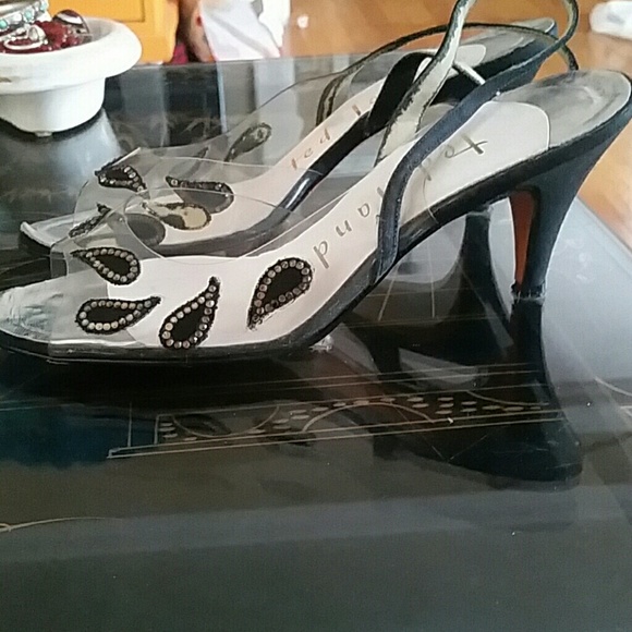 VTG Ted Land Blk Clear Rhinestone Heels! 7.5N - Picture 8 of 8