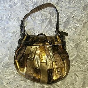 COACH Mini Bronze Patchwork Evening Girls Bag Soft and Buttery Leather Prom