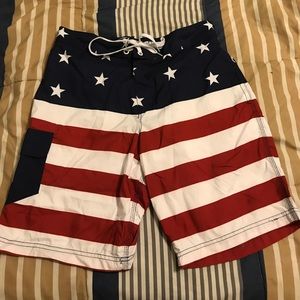 American flag swim trunks