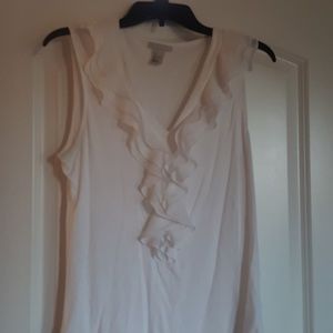 H&M white sleeveless ruffle blouse