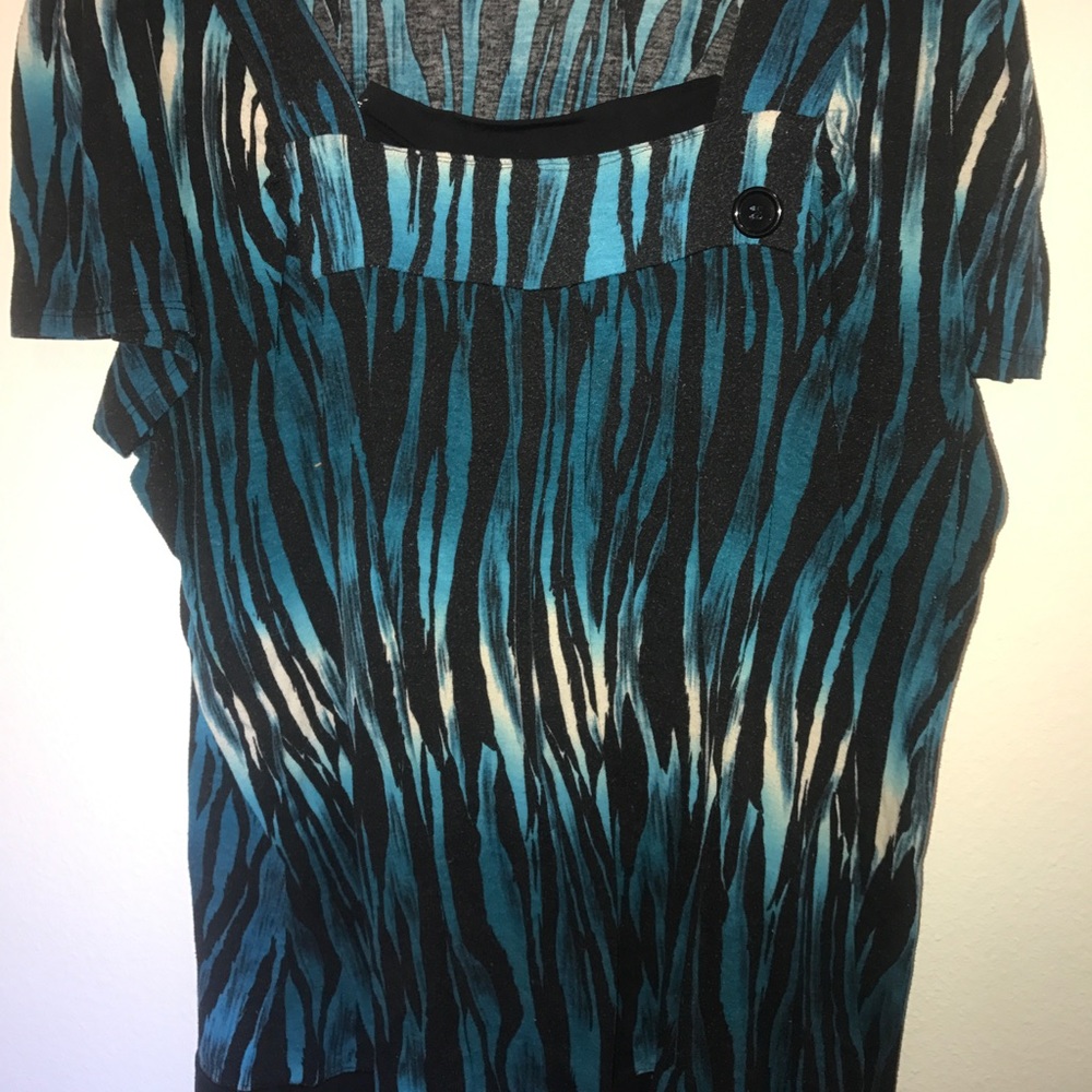 Blue Zebra Blouse with added length