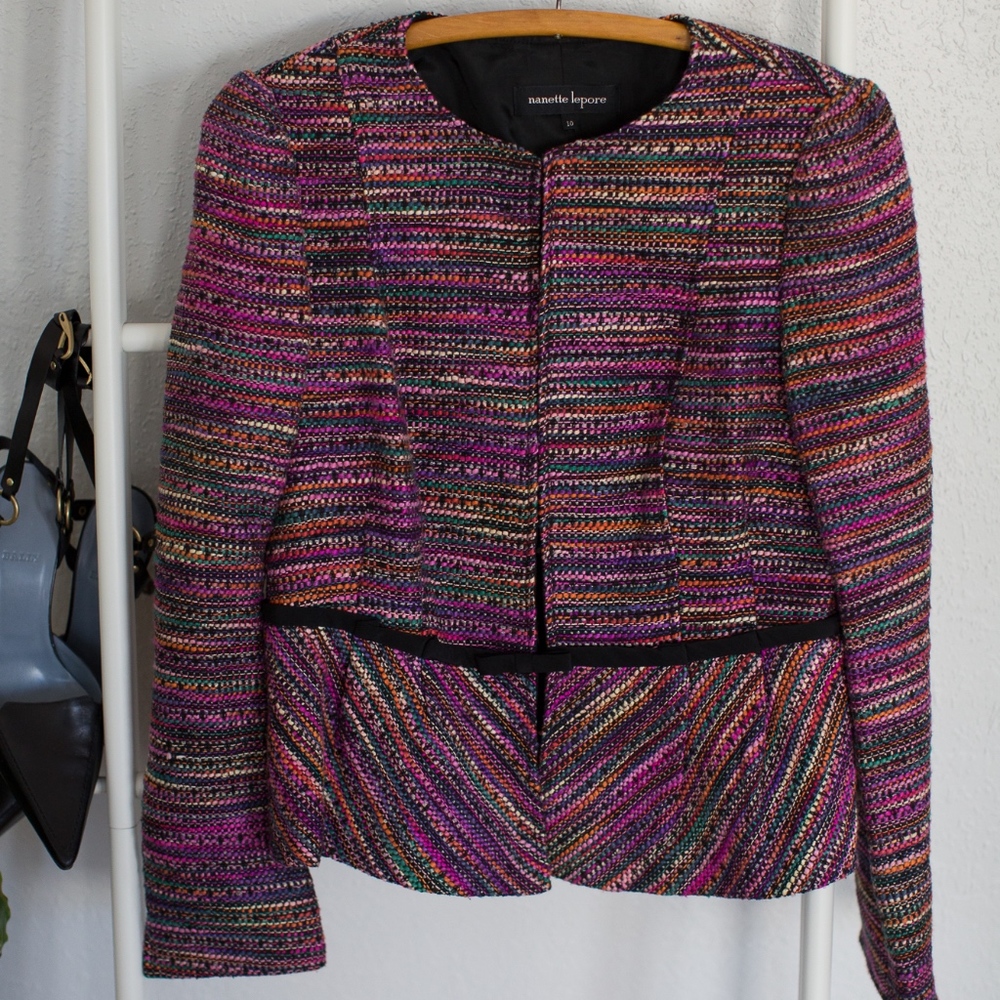 Nanette Lepore Multi Colored Tweed Blazer