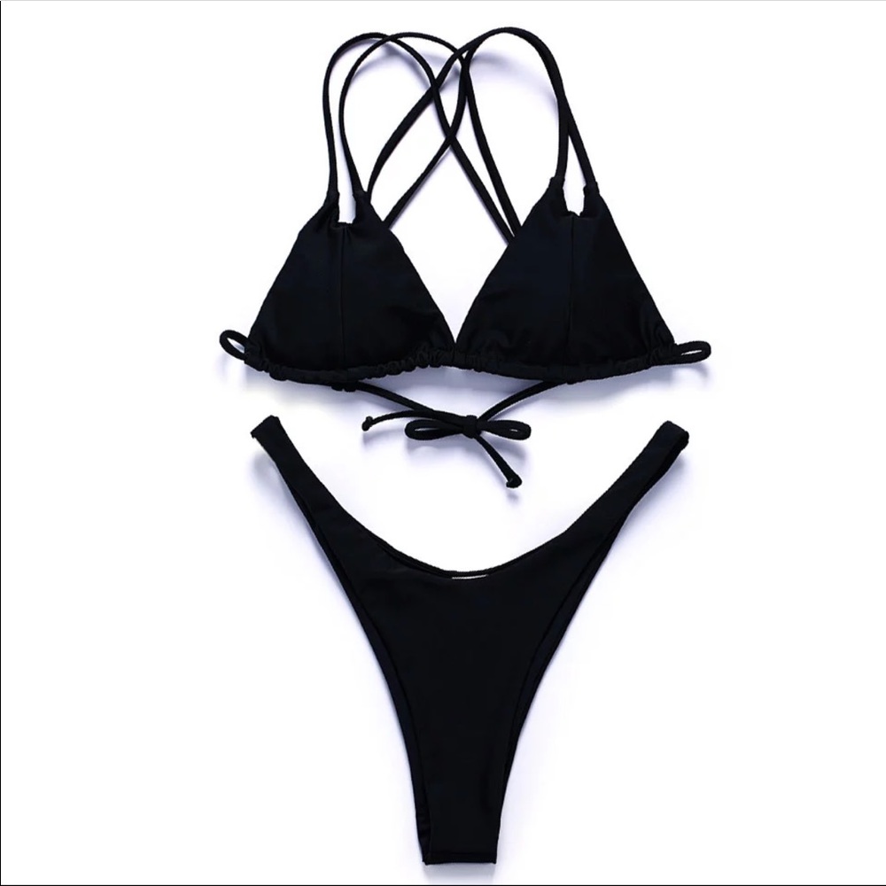 Cross Back Black Bikini (2pc)