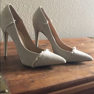 Tan linen heels