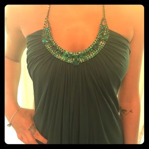 Sky dress mini emerald green rhinestones
