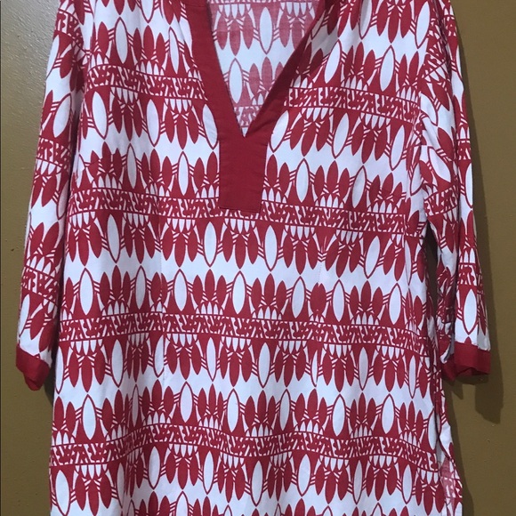Ashley Stewart side zip red/white top - Picture 2 of 8