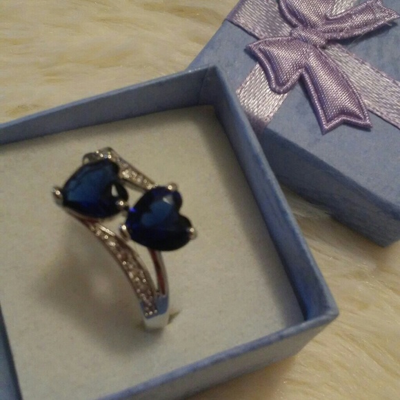Ring silver 925. Size 10. Blue/silver. Sale - Picture 1 of 4