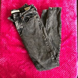 super skinny black acid washed bullhead jeans