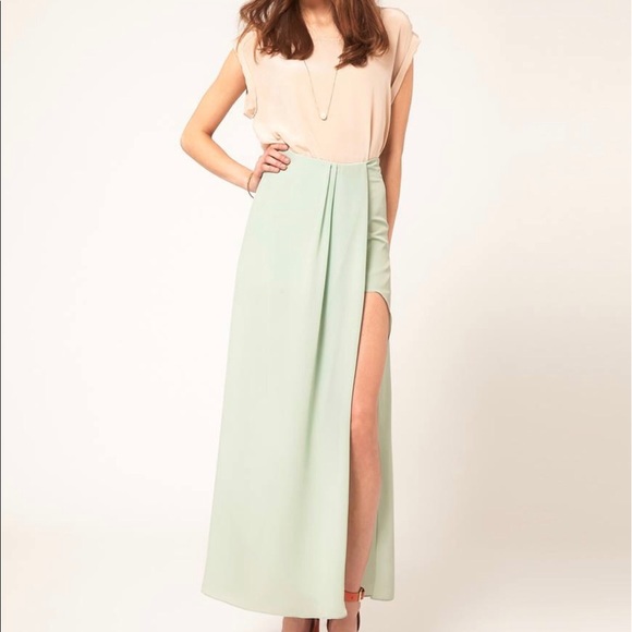 mint high slit maxi skirt - Picture 1 of 1