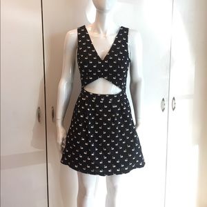 TOPSHOP Cutout Printed Dress