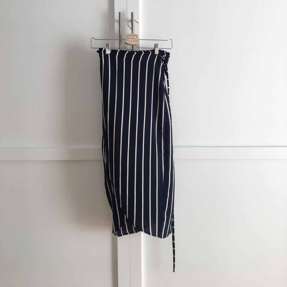 REFORMATION striped wrap skirt