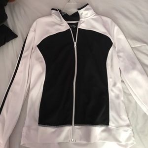 Black and white full zip sweater