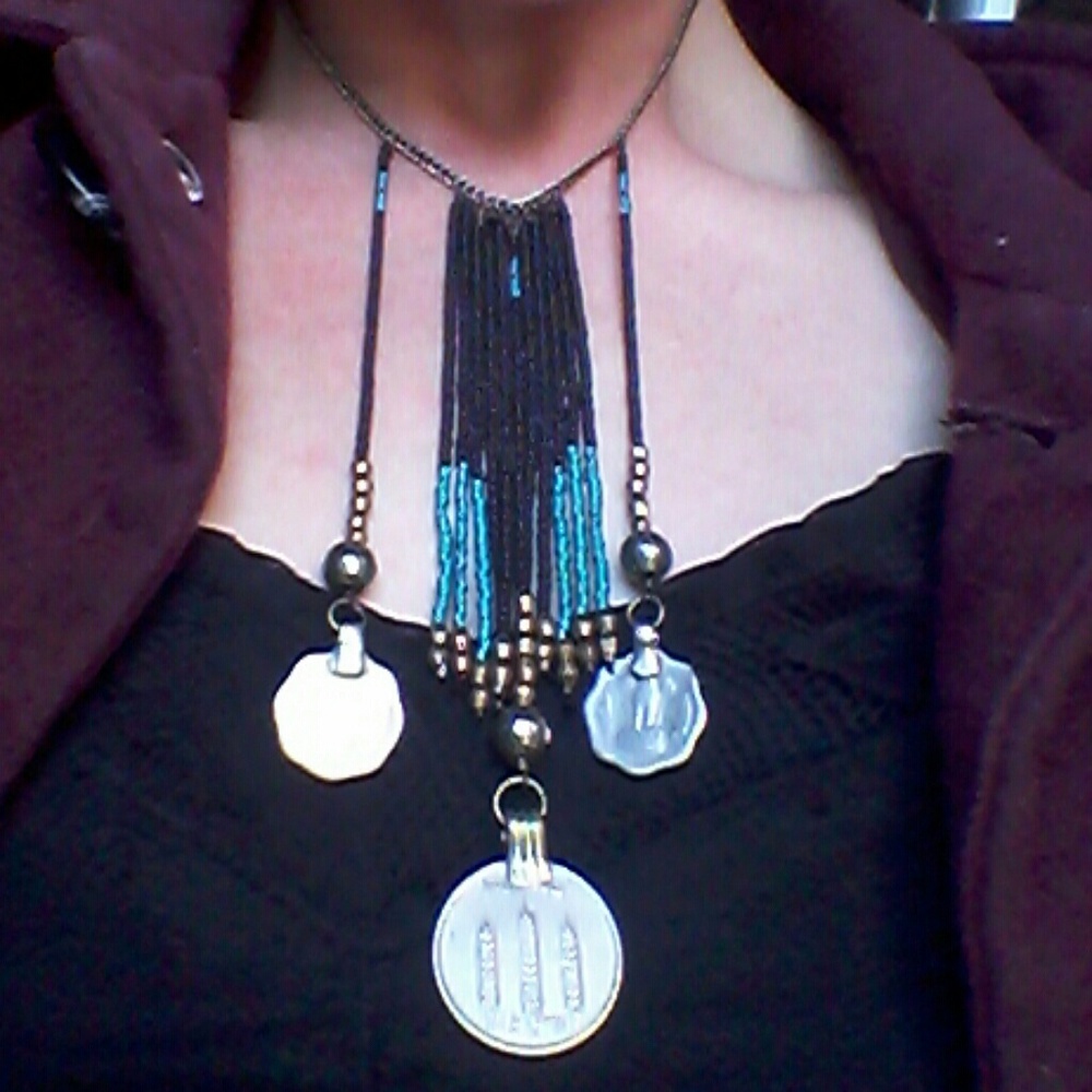 Fringe Coin Statement Necklace