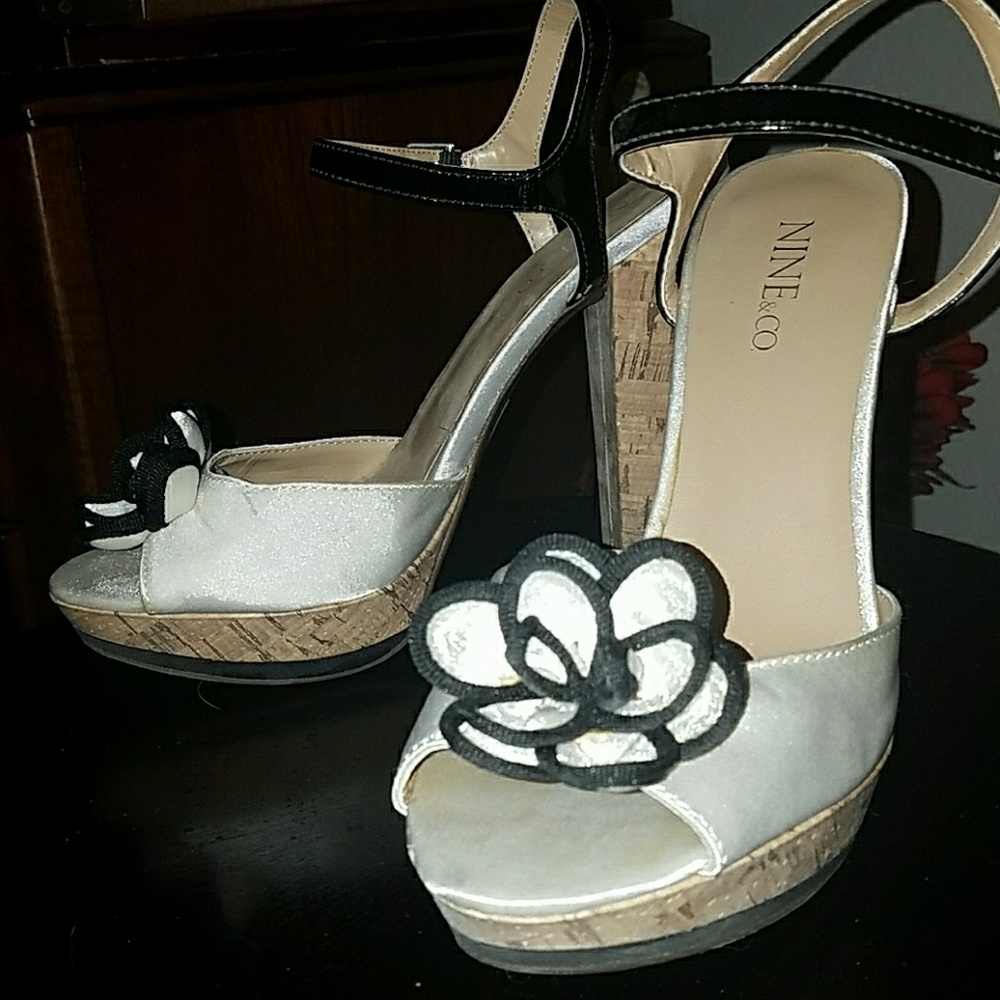 New Satin White with Flower heels