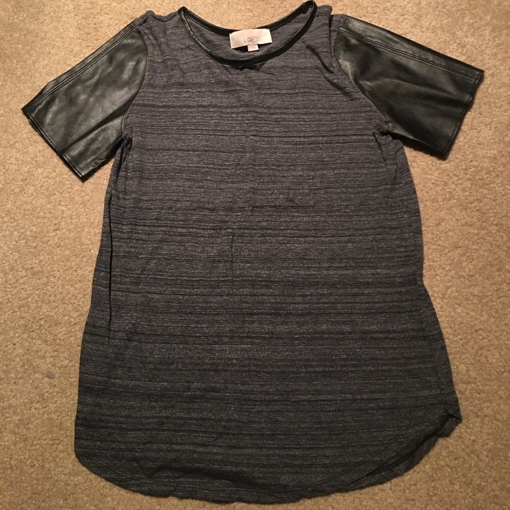 LOFT leather sleeve t shirt