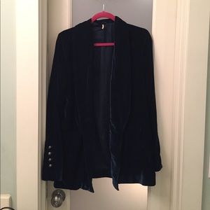 Free people navy blue velvet blazer