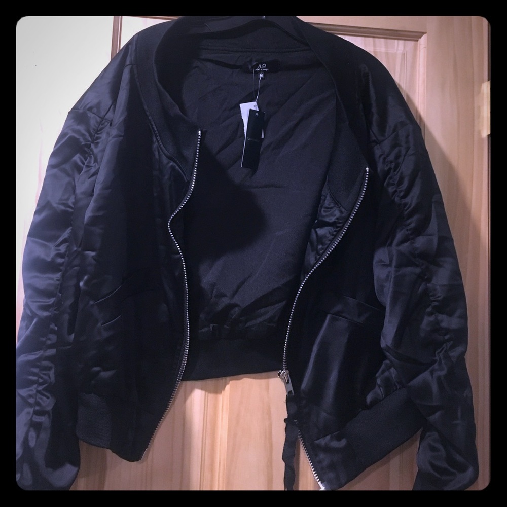 Satin off the shoulder bomber