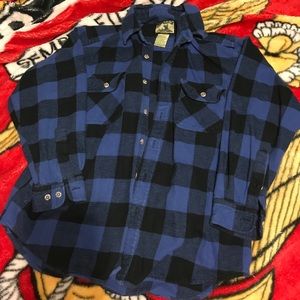Large men’s blue and black flannel