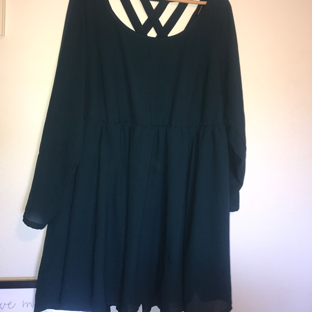 Dark Blue Green Long Sleeve Dress