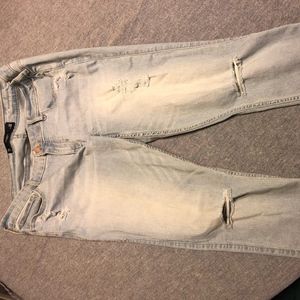 High-Rise Ripped Jeans