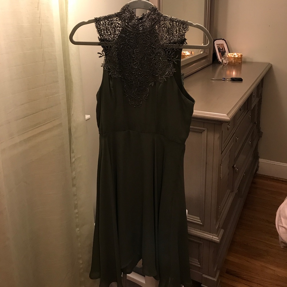 Green High Neck Line Dress