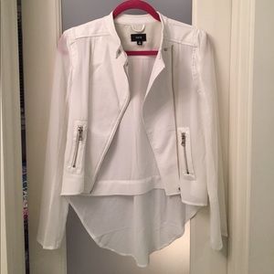 White sheer leather jacket