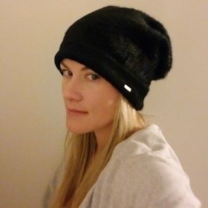 Free People Black Fuzzy Winter Hat