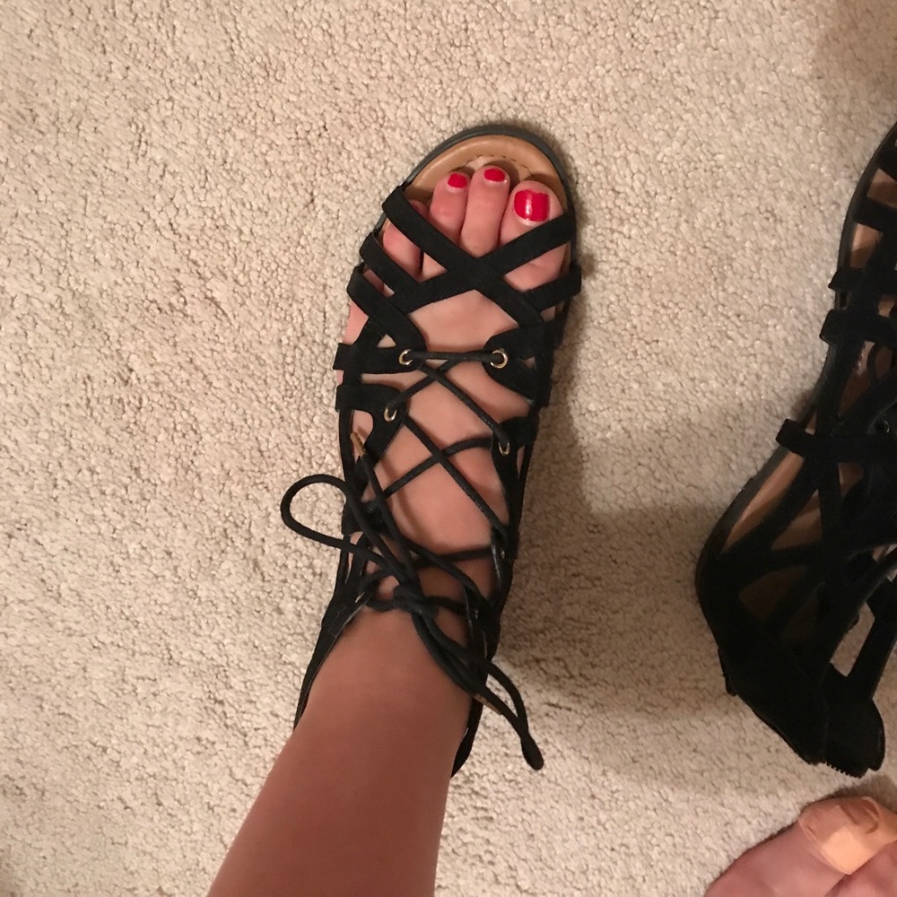 Black lace up sandals