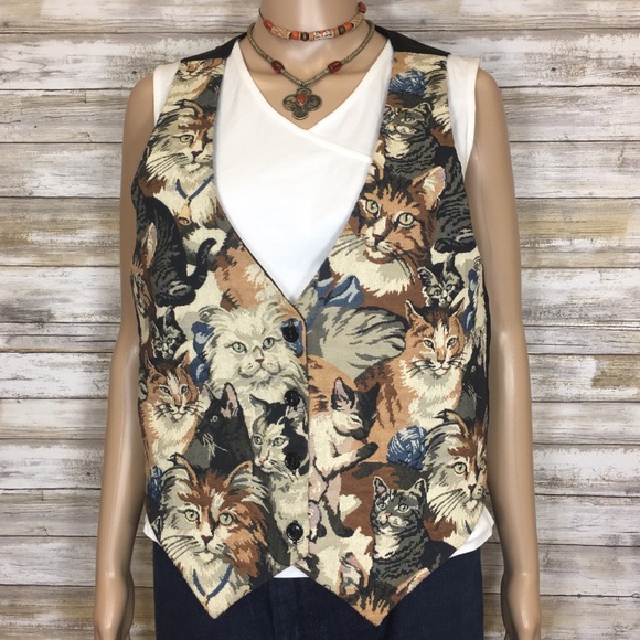 Vintage Jackets & Blazers - Vintage 90's Kitty Cat Lover Vest