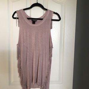 P.O.L Pink Jana Fringe Tank Top
