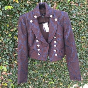 Bebe Brown & Blue Short Napoleon Jacket XS