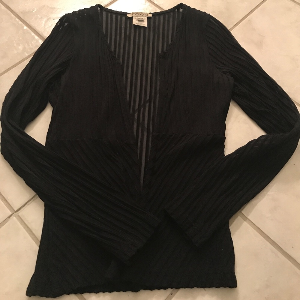 Black see through striped top