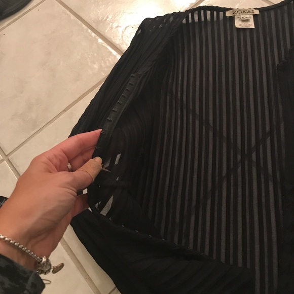 Black see through striped top - Picture 2 of 3