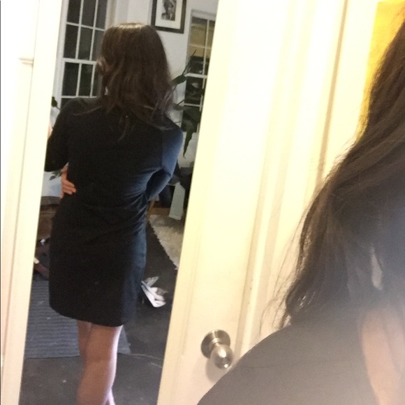 StyleMint Black Jersey Fitted 3/4 Sleeve Ballet Neck Mini Dress Small MK&A Olsen - Picture 15 of 15