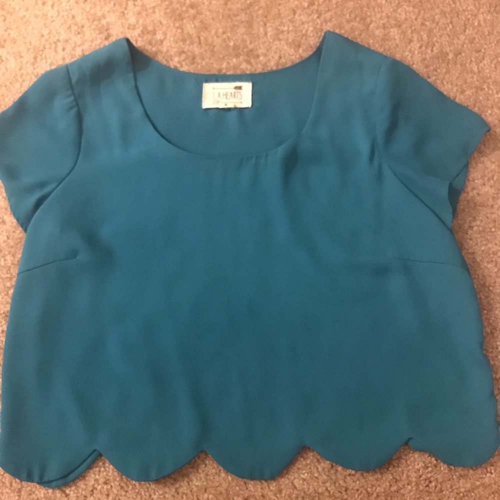 LA Hearts turquoise crop top