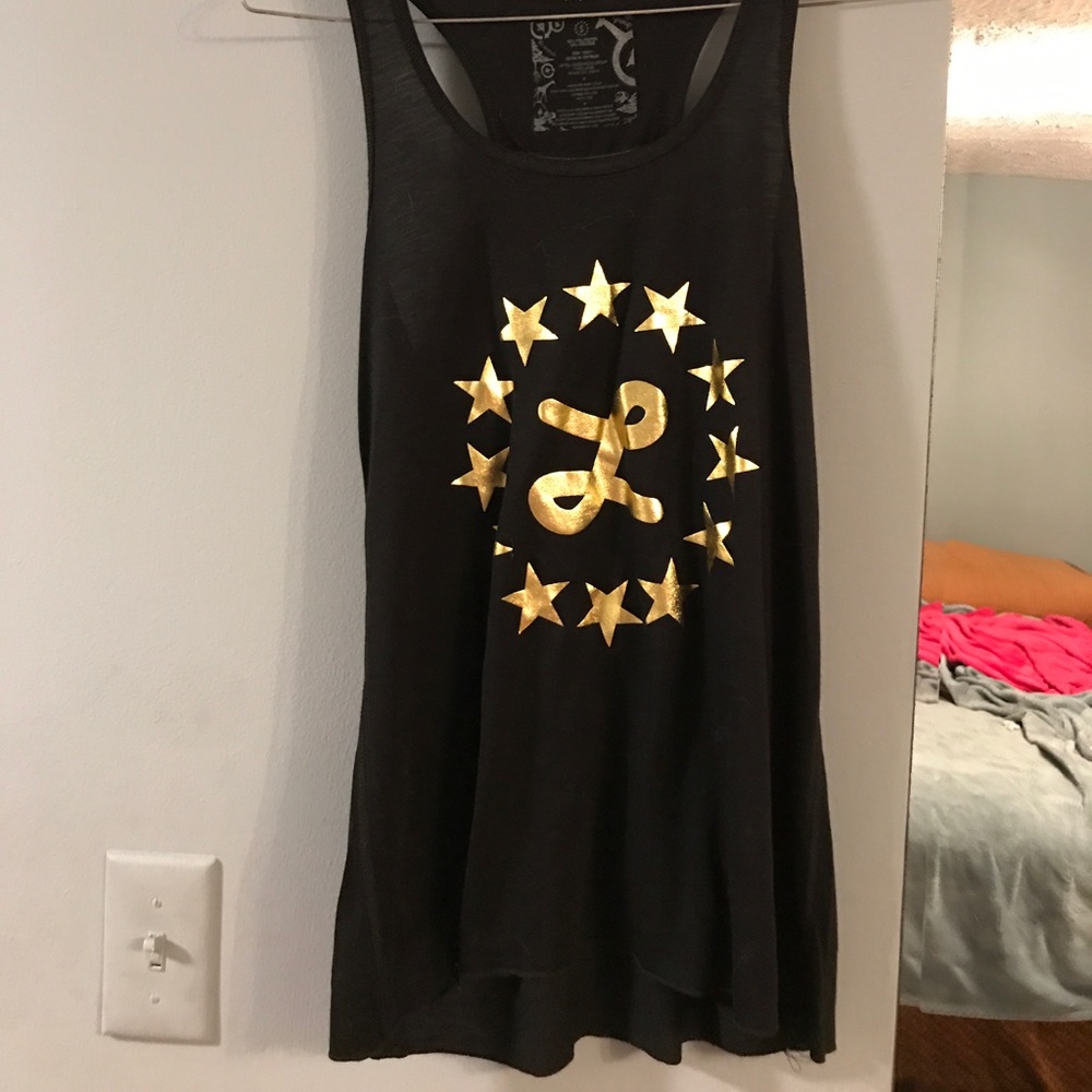 Racer back with gold decal