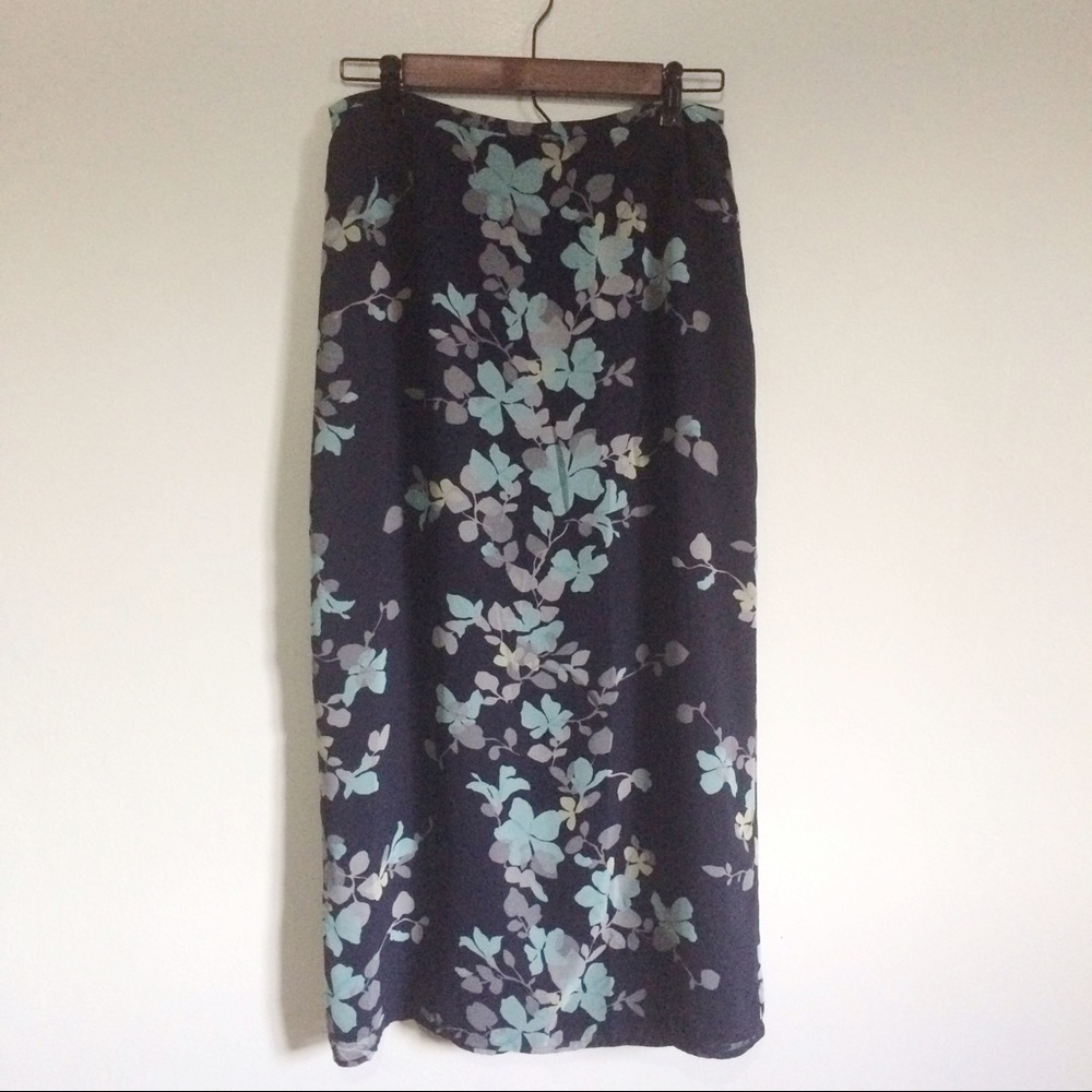 Old Navy Long Blue Floral Skirt