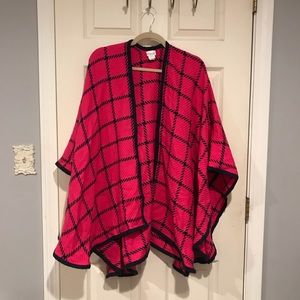 All For Color Pink Check Shawl / Poncho
