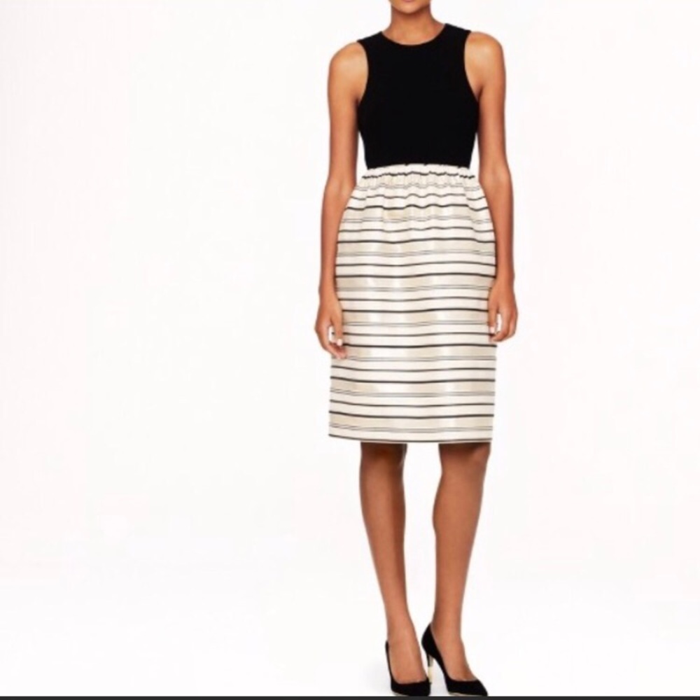 J.CREW metallic gold-stripe cocktail dress 4 - Picture 2 of 6