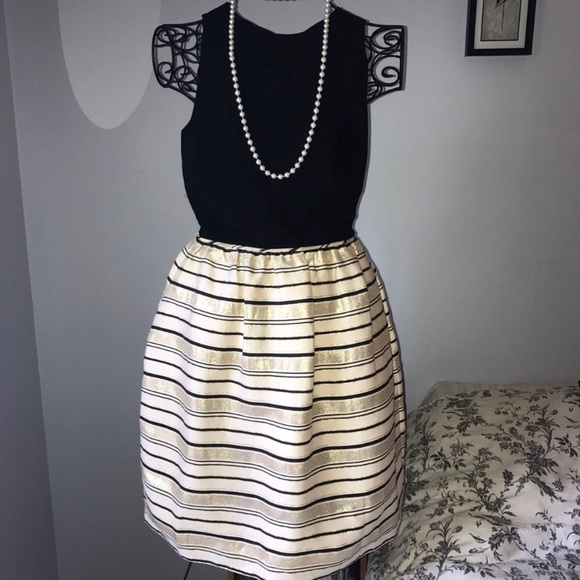 J.CREW metallic gold-stripe cocktail dress 4 - Picture 3 of 6